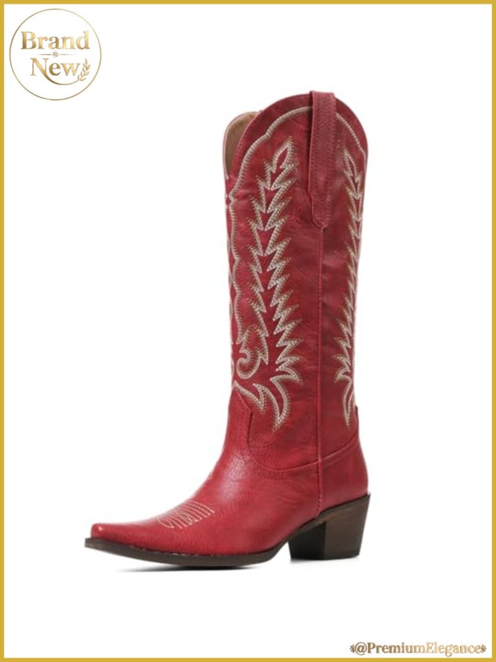 Women's Western Cowgirl Knee-High Boots Snip Toe Block Heel Embroidered